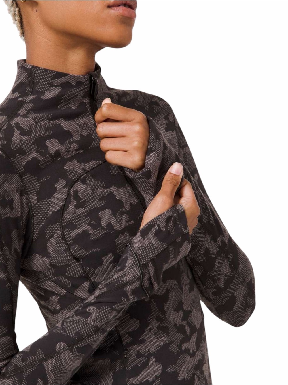 Lululemon – Run Briskly 1/2 Zip – Heritage Camo Jacquard – Black / Tan - Sz. 8